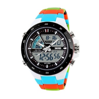 Thinch 1016 Men Dual Display Waterproof Multi-function LED Sports Watch (Colorful Blue) - intl