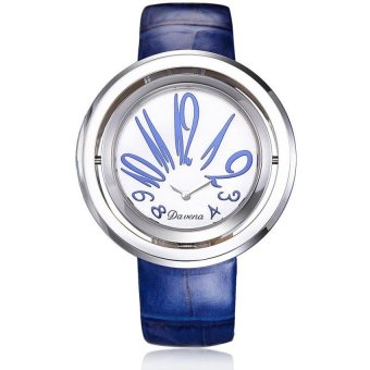 equipn Davena Wei Na pedicle new watch personality double doublemovement leather watch Digital Dial Diamond Watch (Blue) - intl