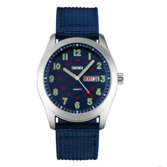 SKMEI Mens Automatic Watch Fashion Nylon clock top quality famous china brand waterproof luxury military vintage(Blue) - intl