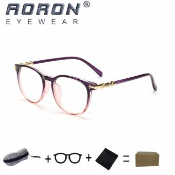 [Buy 1 Get 1 Freebie] AORON Brand Retro Reading Glasses Anti-fatigue Computers Glasses Anti-blue Light Eyeglasses 3626(Purple) - intl