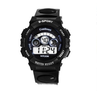 Thinch Fashion Waterproof Boy Girl Sports LED Light Electronic Wrist Watch (Black)