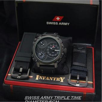 Swiss Army Marquez Infantry Tripel Time Jam Tangan Pria New Limited Edition Strap Kulit Berkualitas