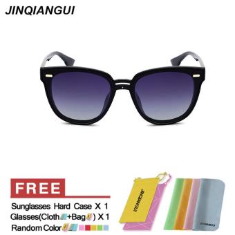 JINQIANGUI Sunglasses Women Polarized Cat Eye Retro Plastic Frame Sun Glasses Grey Color Eyewear Brand Designer UV400 - intl