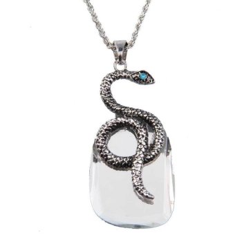 KUNPENG Fashion Vintage White Cristal Silver Snake Studded Long Sweater Necklace