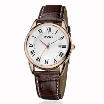 Eyki Brand Male Business Watch with Leather Strap (Brown)