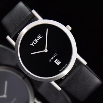 SOBUY YOME is the brand's simple and casual fashion quartz watch Korean men's watch belt, ultra-thin lovers (1 X men Watch) (Black)