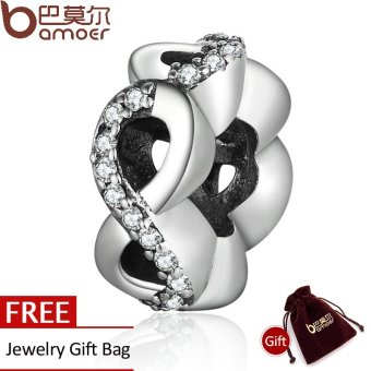 BAMOER Real 925 Sterling Silver Infinite Love, Clear CZ Beads fit Charm Bracelets & Bangles Jewelry Making PSC103 - intl