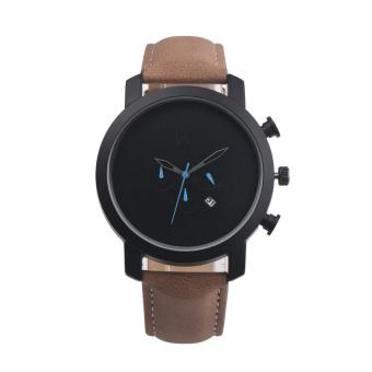 Bessky Retro Design Leather Band Analog Alloy Quartz Wrist Watch Brown Free shipping - intl