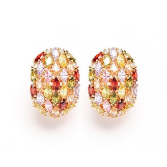 Clip on Earrings Gorgeous Multicolor Cubic Zircon Brand New Cocktail Party Accessory
