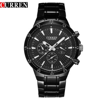 curren men watch blackcat quartz analog male clock curren fashion wrist watch band men's hot New with tags 8063(Black) - intl
