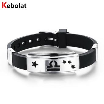 Kebolat 2017 Fashion Twelve Constellations Men Bracelet Stainless Steel Wire Silicone Bracelets Cool Man Casual Bracelet Trend Male Jewelry Accessorie - intl