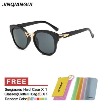 JINQIANGUI Sunglasses Women Cat Eye Retro Plastic Frame Sun Glasses Black Color Eyewear Brand Designer UV400 - intl