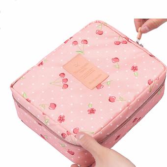 Vienna Linz Multi Pouch Tas Kosmetik Korea Make Up Travel Organizer Cherry K043 - Pink
