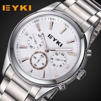 roortour new fashion quartz watch luxury brand EYKI Waterproof smasculinos s femininos de marca famous (women silver white) - intl