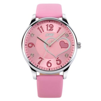 SKMEI Womens Automatic Watch Womens Fashion Leather clock top quality famous china brand waterproof luxury military vintage(Pink) - intl