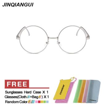 JINQIANGUI Fashion Mens Glasses Frame Vintage Retro Round Glasses Silver Frame Glasses Titanium Frames Plain for Myopia Men Eyeglasses Optical Frame Glasses - intl