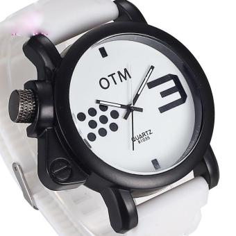 oxoqo OTM brand new 2015 sports watch unique left crown design students watch luminous hands (White)