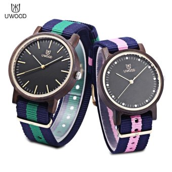 MiniCar UWOOD UW - 1006 Couple Quartz Watch Japan Movt Nylon BandWooden Case Wristwatch #3(Color:#3) - intl