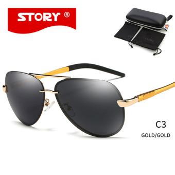 CRYSTAL STORY Men And Women Polarized Sunglasses Brand Designer Aviator Glasses Classic Large Sunglasses oculos poils Big Frame Shades UV400 - intl