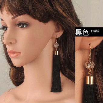 LoveU Lady's Unique National Wind Retro Exaggerated Tassel Long Section Earrings intl