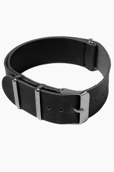 Women Men Thin Soft PU Leather Adjustable Replacement Watchband Watch Band Strap Belt with 3 Rings for 20mm Watch Lug Black