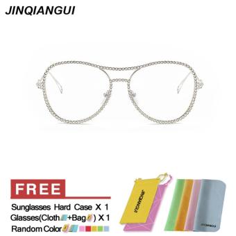 JINQIANGUI Fashion Glasses Frame Pilot Glasses Silver Frame Glasses Titanium Frames Plain for Myopia Women Eyeglasses Optical Frame Glasses - intl