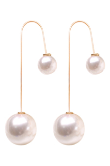 Phoenix B2C Women Double Sided Faux Pearl Ball Drop Dangle Earrings Party Jewelry (White)