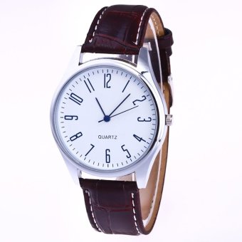 Fashion Men Casual Luxury Watch Leather Band Quartz Wrist Business Watch - intl