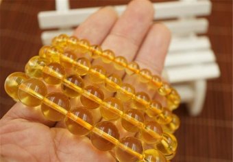 Natural Yellow Crystal Bracelet Brazilian yellow crystal men and women style bracelet - 10mm size - intl