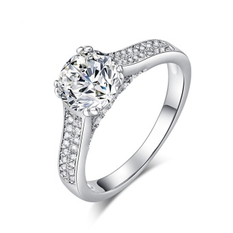 1,8 karat cincin berlian CZ murni 925 Sterling Silver perhiasan cincin Solitaire pertunangan