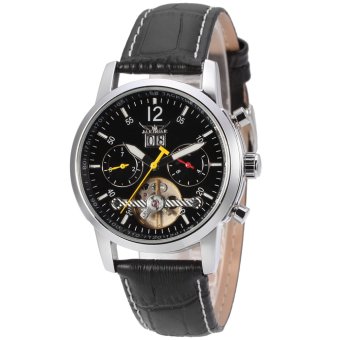 Jargar Automatic Dress Watch with Black Leather Strap Gift Box JAG154M3S2 (Black)