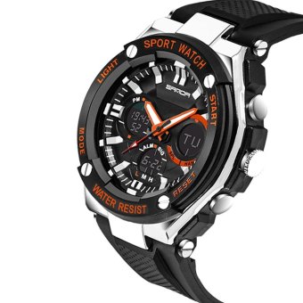 Luxury Dual Movt Men Quartz Watch Analog Digital LED Sport Armbanduhr Montre-bracelet Wristwatch - intl