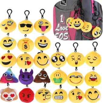 30PCS Mini Emoji Face Plush Key Chain Ring Cute Smiley Emoticon Soft Stuffed Toy Key Ring - intl