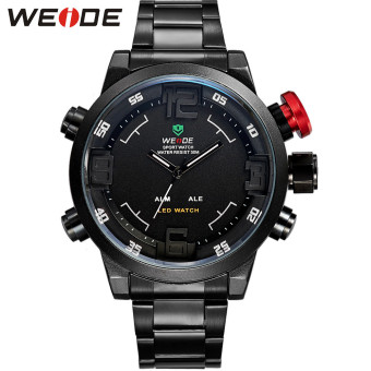[100% Genuine]WEIDE Brand Men's Military Watches Men Luxury Full Steel Quartz Watch LED Display Sports Wristwatches 30M Water Resistant - intl