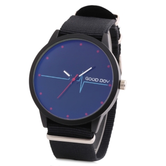 Unisex Quartz Watch Detachable Canvas Strap Luminous Pointer Heartbeat Pattern Dial Wristwatch