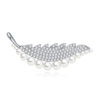 Women Brooches Charming Pearl Jewelry Pure 925 Sterling Silver Elegant Ladies Brooches