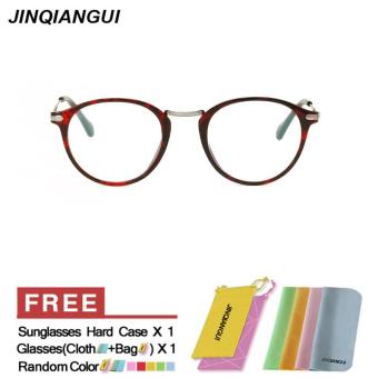 JINQIANGUI Glasses Frame Women Round Retro Plastic Eyewear Red Color Frame Brand Designer Spectacle Frames for Nearsighted Glasses - intl