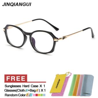 JINQIANGUI Fashion Glasses Frame Oval Glasses BrightBlack Frame Glasses Plastic Frames Plain for Myopia Men Eyeglasses Optical Frame Glasses - intl