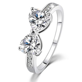 Fancyqube Nona-Nona Manis Untuk Jantung Kristal Cincin Berlian Perak