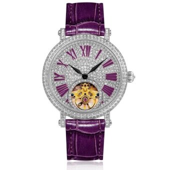 woppk Wei Na davena with genuine Damen automatic mechanical watchwaterproof diamond watch belt large hollow watch dial (Purple) - intl