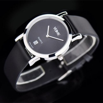 moob YOME is the brand's simple and casual fashion quartz watch Korean men's watch belt, ultra-thin lovers (1 X men Watch) (Black)