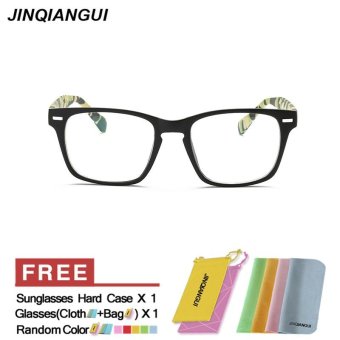 JINQIANGUI Fashion Glasses Frame Square Glasses Yellow Frame Glasses Plastic Frames Plain for Myopia Men Eyeglasses Optical Frame Glasses - intl