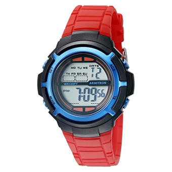 Armitron Sport Unisex 45/7045RDBL Blue Accented Digital Red Resin Strap Watch - Intl