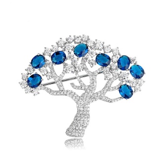 925 Sterling Silver Brooch Luxury Austrain Clear Crystal Elegant Brooches for Wedding Party Dress