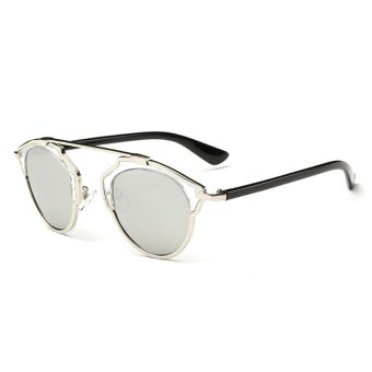 2016 New Polarized Cat Eye Sunglasses Women Brand Design Vintage Points UV400 Summer Fashion Mirror Coating Sun Glasses AL297-05 (Silver)