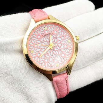 CE Europe and the United States selling hollow pattern watch female models carved geometric figures fine straps explosion models ladies watches fashion single product watch selling single product round dial Pink strap Pink dial - intl