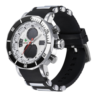 [100% Genuine]WEIDE Men Sports Watches Waterproof Military Quartz Digital Watch Alarm Stopwatch Dual Time Zones Wristwatch - intl