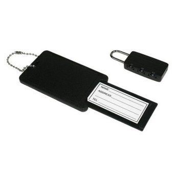Generic 2 in 1 Gembok Koper Combination Numeric Lock Travel Luggage and ID Tag Set CH-701 Black
