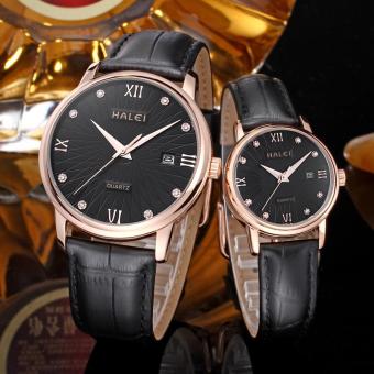 moob Brand new authentic couple table calendar Mens Diamond Dial Watch waterproof wholesale one generation (couple Watch) (Black)