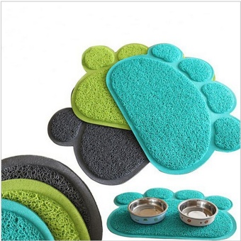 Cute Paw Shape Pets Feet Mat Placemat PVC Radiating Dog Cats Sleeping Feeding Pads (Sky Blue) - Intl
